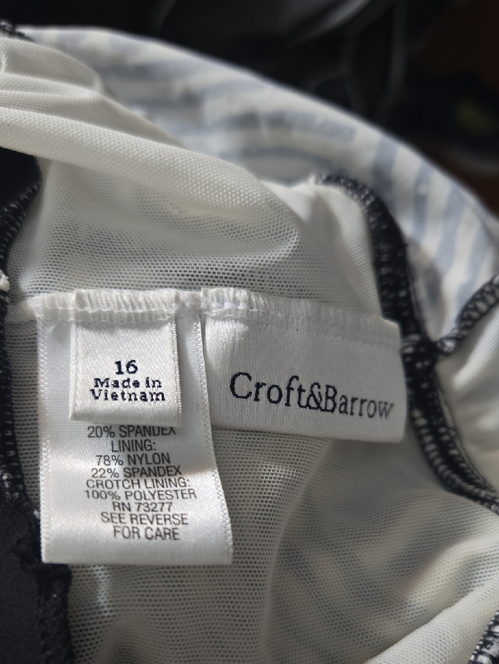 Croft & Barrow White and Black Striped Ladies Swimsuit